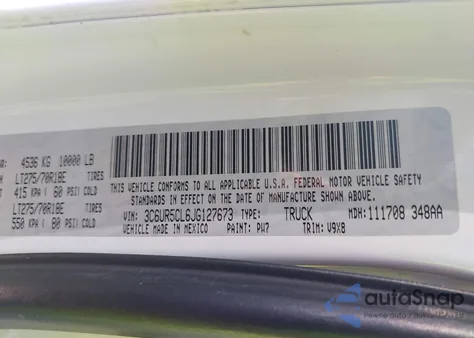 2018 Ram 2500 Tradesman 4X4 6'4 Box из США, поврежденный, VIN 3C6UR5CL6JG127673